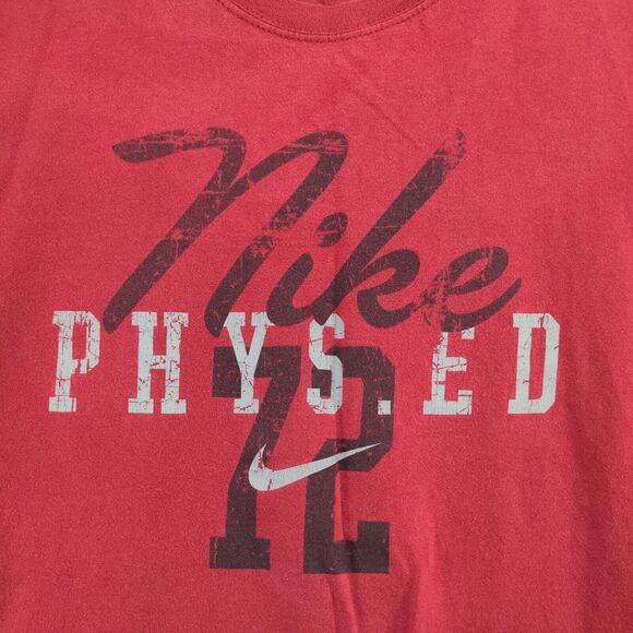 Nike Men's PHYS. ED Standard Fit T-Shirt Red Large Short Sleeve Crew Neck Cotton - Picture 5 of 14